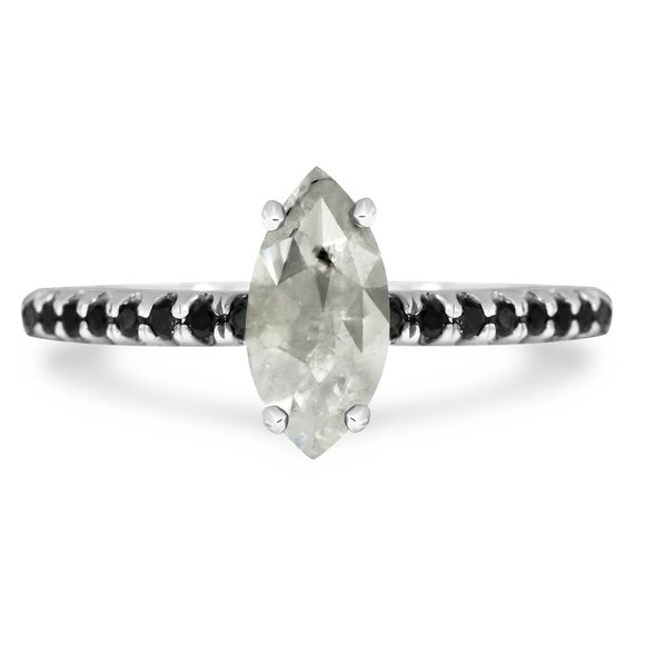Marquise Diamond Engagement Ring 14K White Gold Fancy Gray 1.28 TCW - Picture 1 of 6